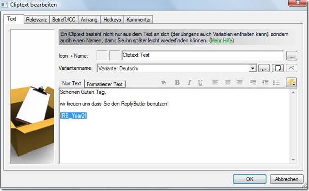 Outlook Vorlagen mit ReplyButler erstellen Screenshot 5