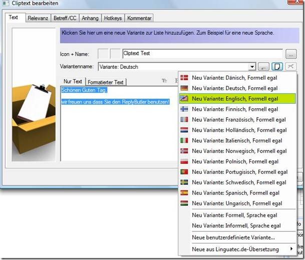 Outlook Vorlagen mit ReplyButler erstellen Screenshot 3