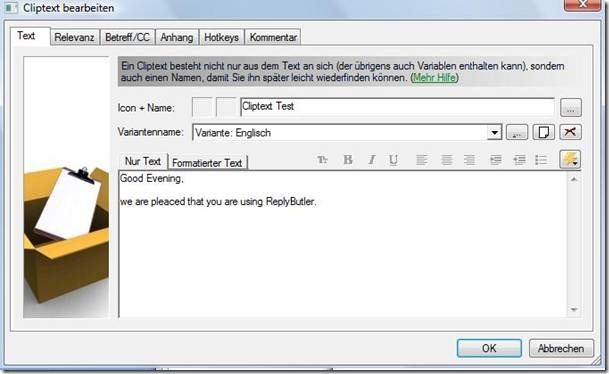 Outlook Vorlagen mit ReplyButler erstellen Screenshot 4