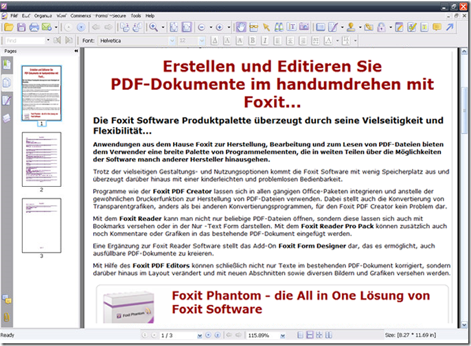 Foxit Phantom PDF Editor und Konverter Foxit Phantom PDF Editor und Konverter