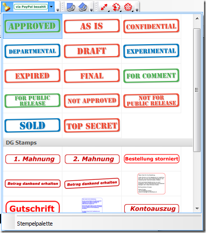 PDF-XChange Viewer Stempel Werkzeug