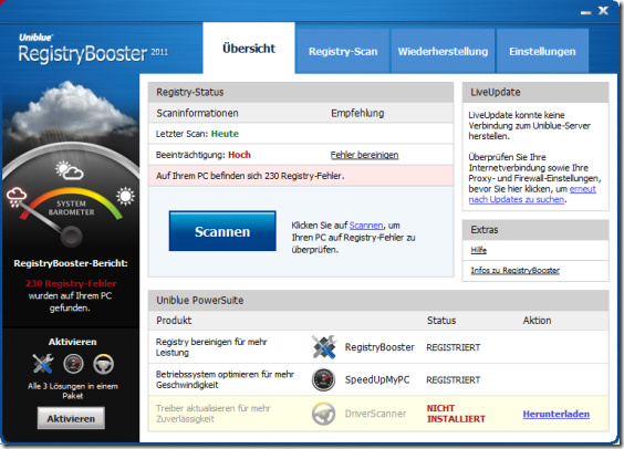 RegistryBooster - Windows Registry reinigen